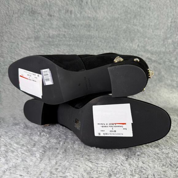 Stewart Weitzman Siggy Pearl Trim Suede Booties Women Black Size 9 - Picture 7 of 10